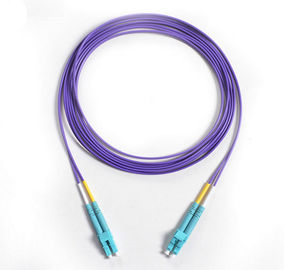 Purple Fiber Optic Jumper , LC/UPC To LC/UPC OM4 Purple Duplex 3.0mm 8Mtrs LSZH