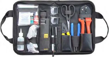 Variety Convenient Black Fiber Optic Hand Tool Bags / Fiber Termination Kit With Zipper