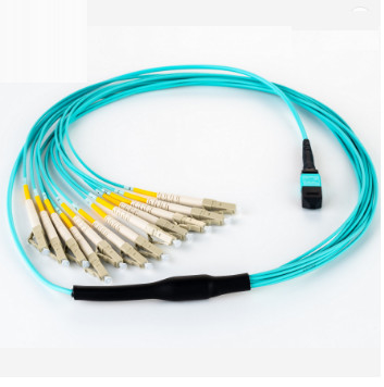 MPO-LC MPO Connector 8 Cord Fiber Optic Patch Cord Aqua