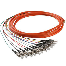 FC,LC,SC 12 cores singlemode G652D bundle fiber optic pigtail,yellow cable,0.9mm inner cable
